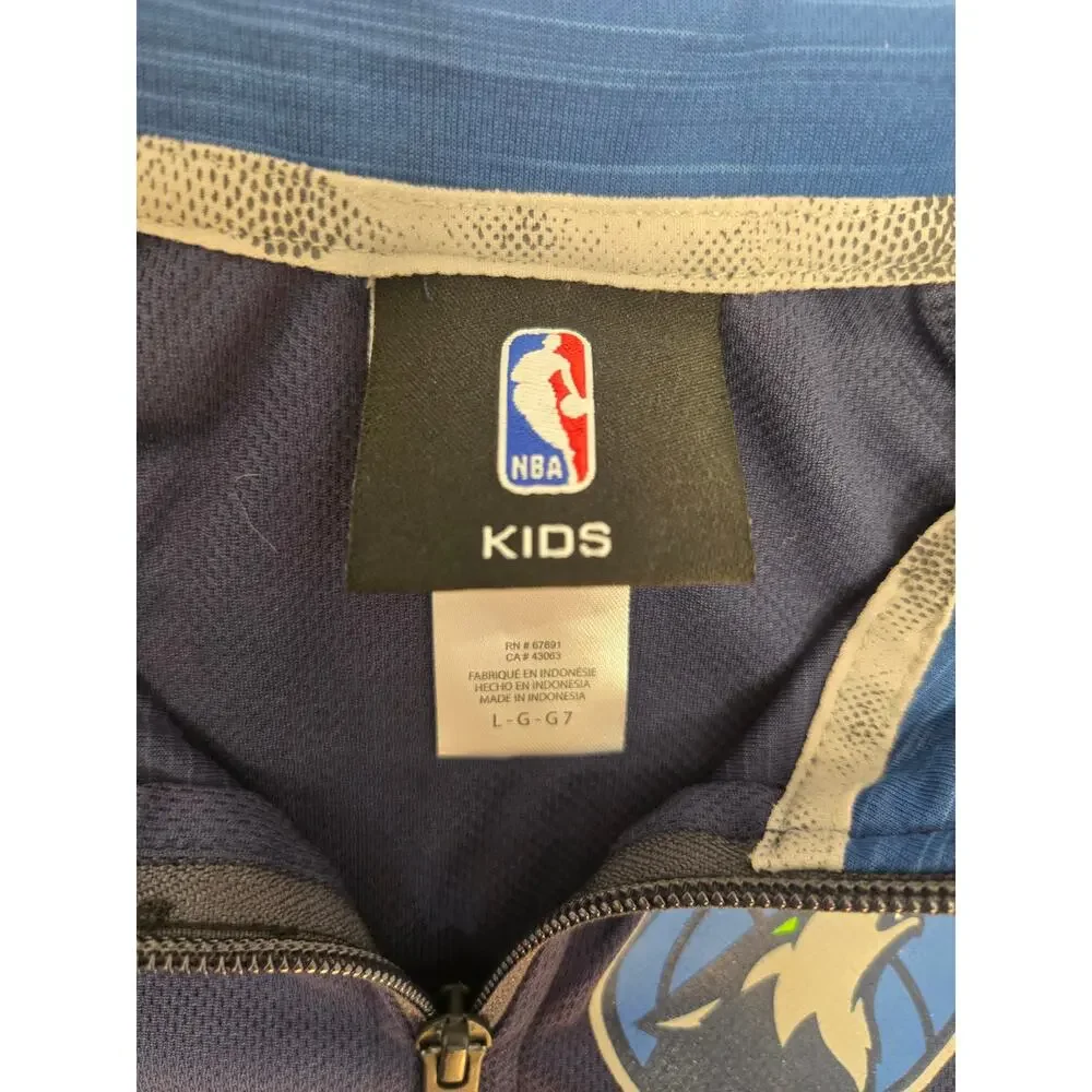 NBA Minnesota Timberwolves Kids Youth L Blue Quarter Zip Shooting Shirt Pullover
